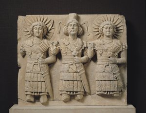 Triade af Palmyrenske guder, fra Palmyra-regionen, ca. 150 e.Kr. (kalksten)